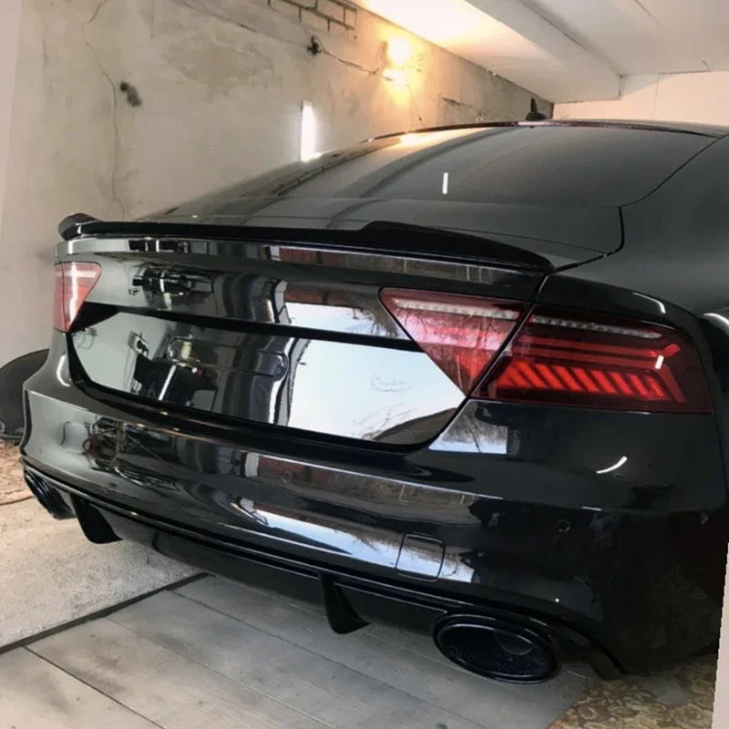 2015 To 2018 For Audi A7 S7 RS7 V Style Car Rear Wing High Quality ABS Spoiler Glossy Black Or Carbon Fiber Look Body Kit Cover