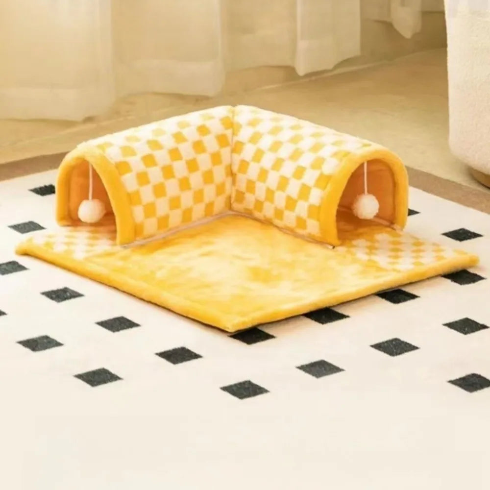 Cat Nest Tunnel Maze Digging Hole Cat  Dog Bed Warm for Autumn Winter Suitable All Seasons Removable Washable Pet Winter Blanket