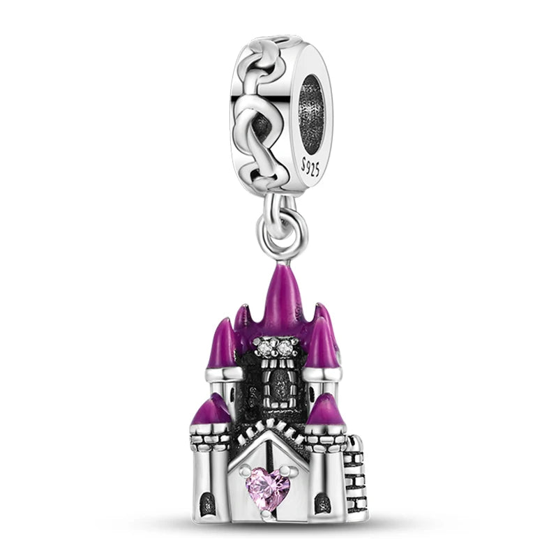 925 Silver Color Gem Butterfly Luminous Firefly Purple Charms Pendants Fit 3mm 925 Original Bracelets DIY Party Jewelry Gift