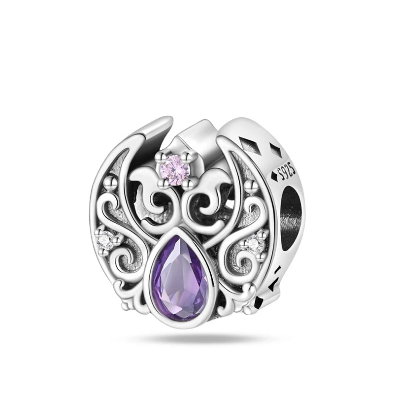 925 Silver Color Gem Butterfly Luminous Firefly Purple Charms Pendants Fit 3mm 925 Original Bracelets DIY Party Jewelry Gift