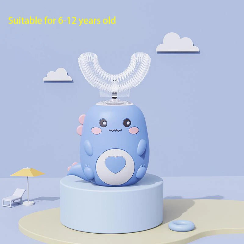 Children U-shaped Electric Toothbrush 360 Degrees Smart Cartoon Kids Silicone Toothbrush Automatic Rechargeable Sonic Toothbrush