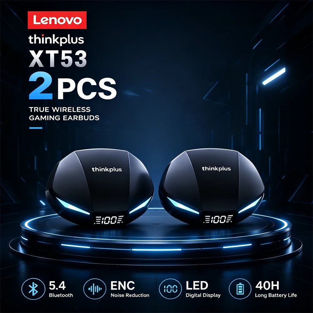 Lenovo XT53 Wireless Bluetooth 5.3 Earphones Gaming Low Latency Dual Mode Music Earbuds Sports In-Ear Headset With Mic New Gifts