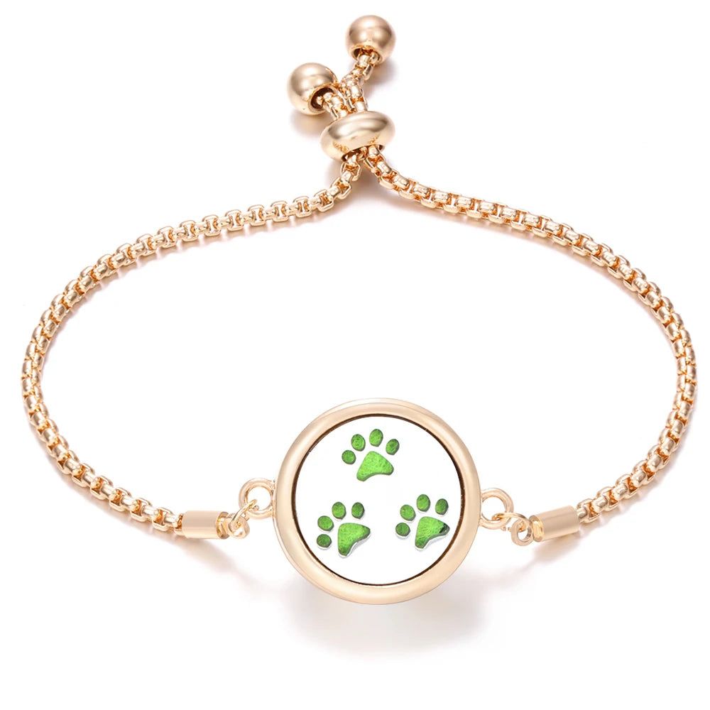 New Trendy Golden Tree of Life Stainless Steel Aromatherapy Bangle Women Essential Oil Diffuser Perfume Lockets Bracelet Jewelry