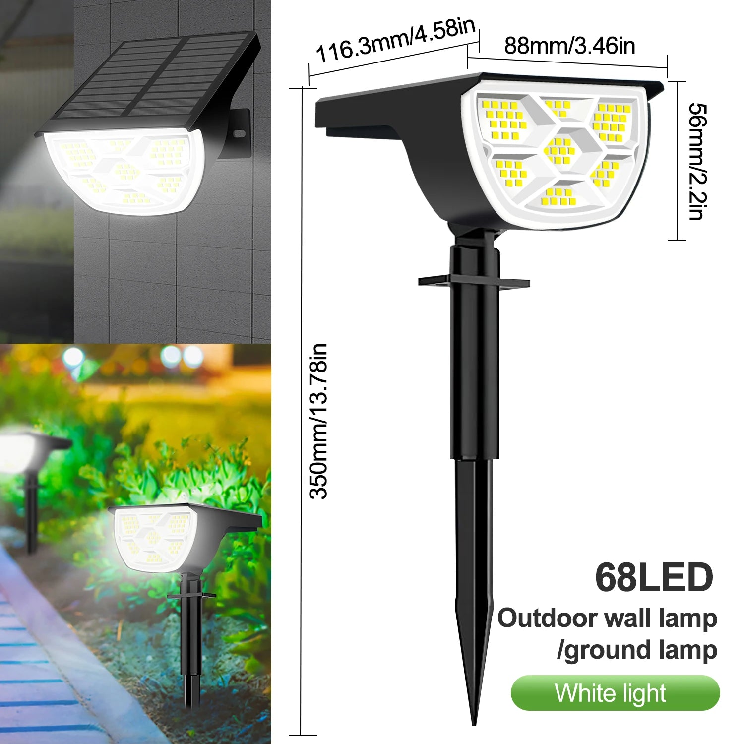 1/2/4PCS Solar Spot Light 68/72 LED Outdoor Garden Solar Landscape Spotlights