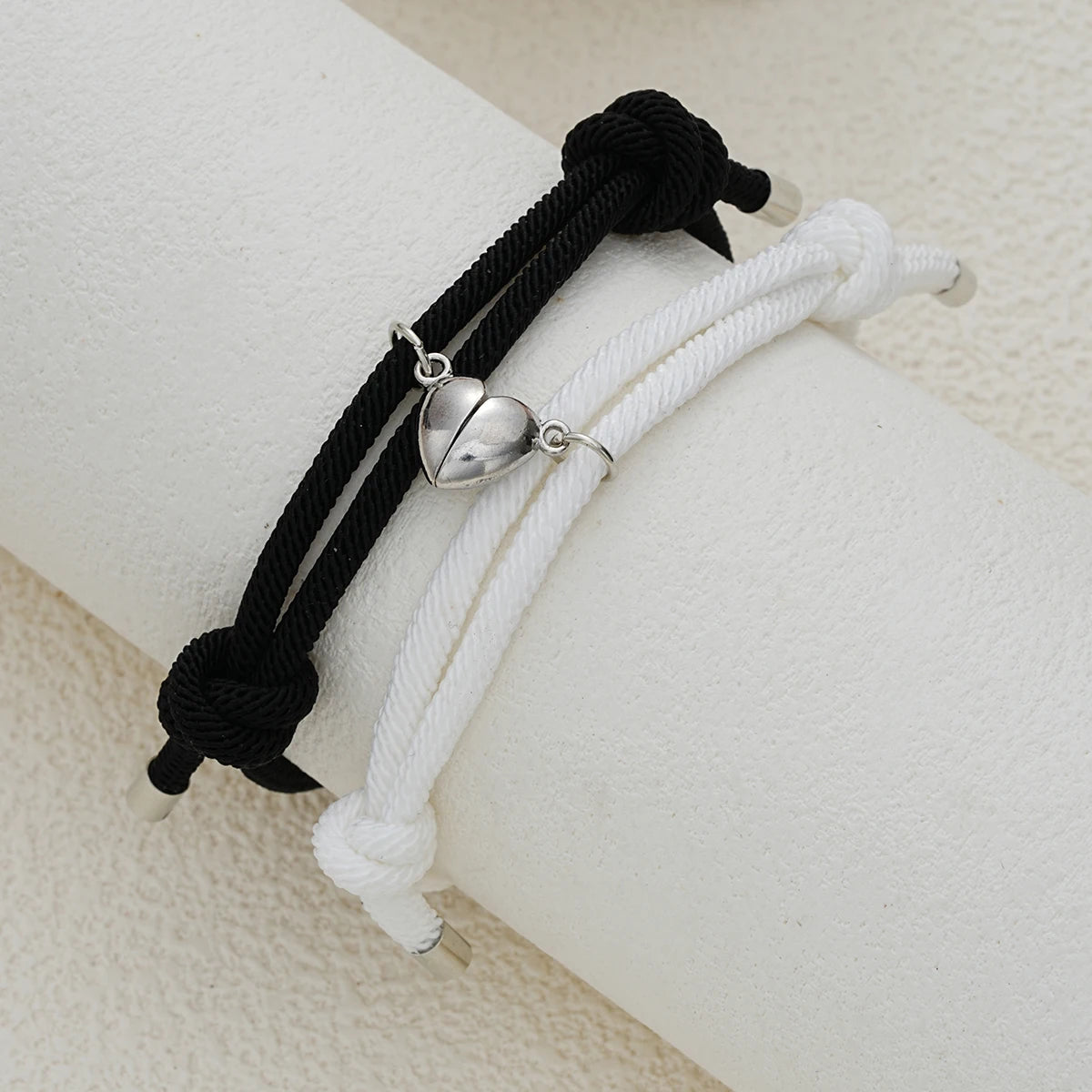 6 Pcs Minimalist Heart Desgin Couple Jewelry Sets Black White Color Love Pendant Bracelet Necklace Letter Ring Trendy Jewelry