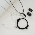 6 Pcs Minimalist Heart Desgin Couple Jewelry Sets Black White Color Love Pendant Bracelet Necklace Letter Ring Trendy Jewelry