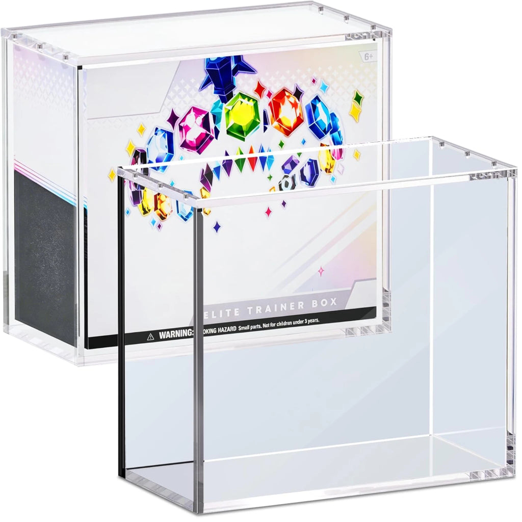 Display Box Clear Ultra Acrylic Waterproof Anti-UV Dust-Proof Booster Show Case Magnetic Close for ETB PokemonBox Protector