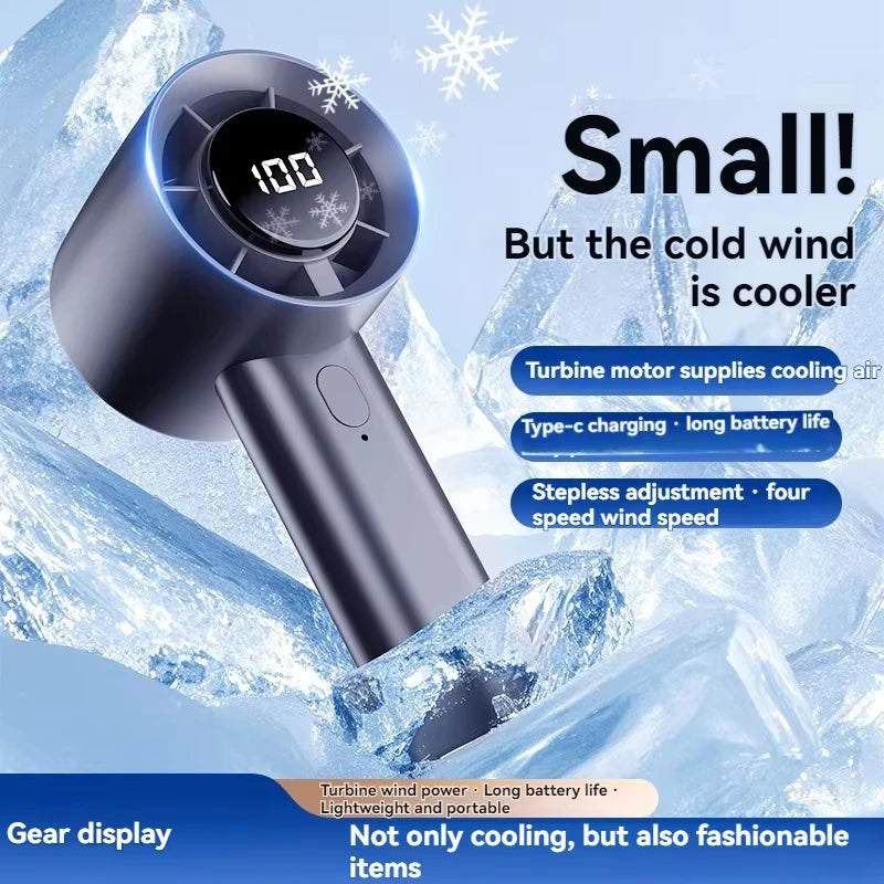 Lenovo Portable Ice Cooling Mini Handheld Fan 100 Speeds Powerful Fan High-speed USB Rechargeable Cooler with Phone Stand