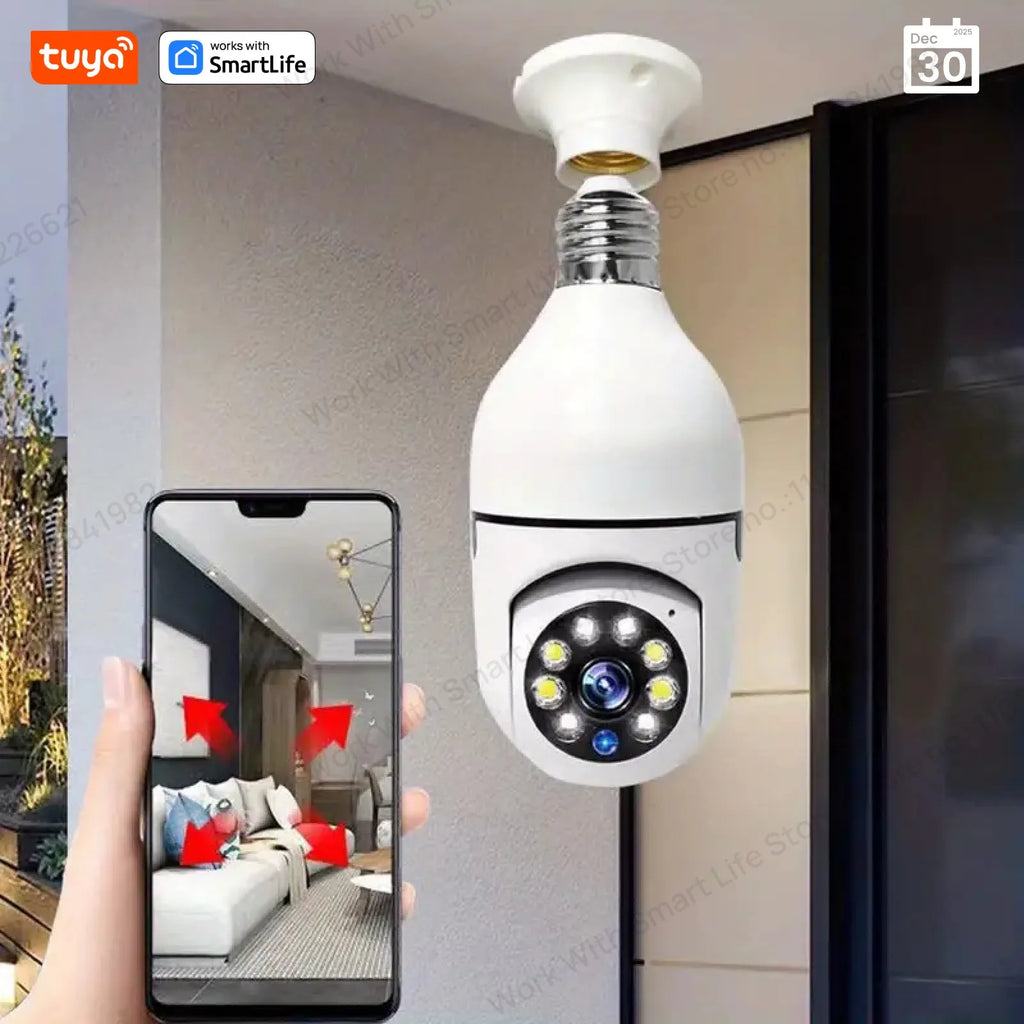 Tuya Smart E27 Security Camera 2.4G 3MP HD for Home,Baby/Elder/Pet Camera 100-240V