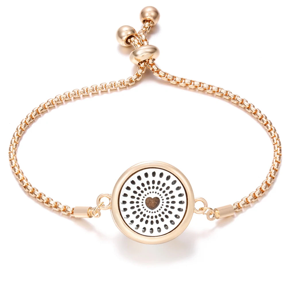 New Trendy Golden Tree of Life Stainless Steel Aromatherapy Bangle Women Essential Oil Diffuser Perfume Lockets Bracelet Jewelry