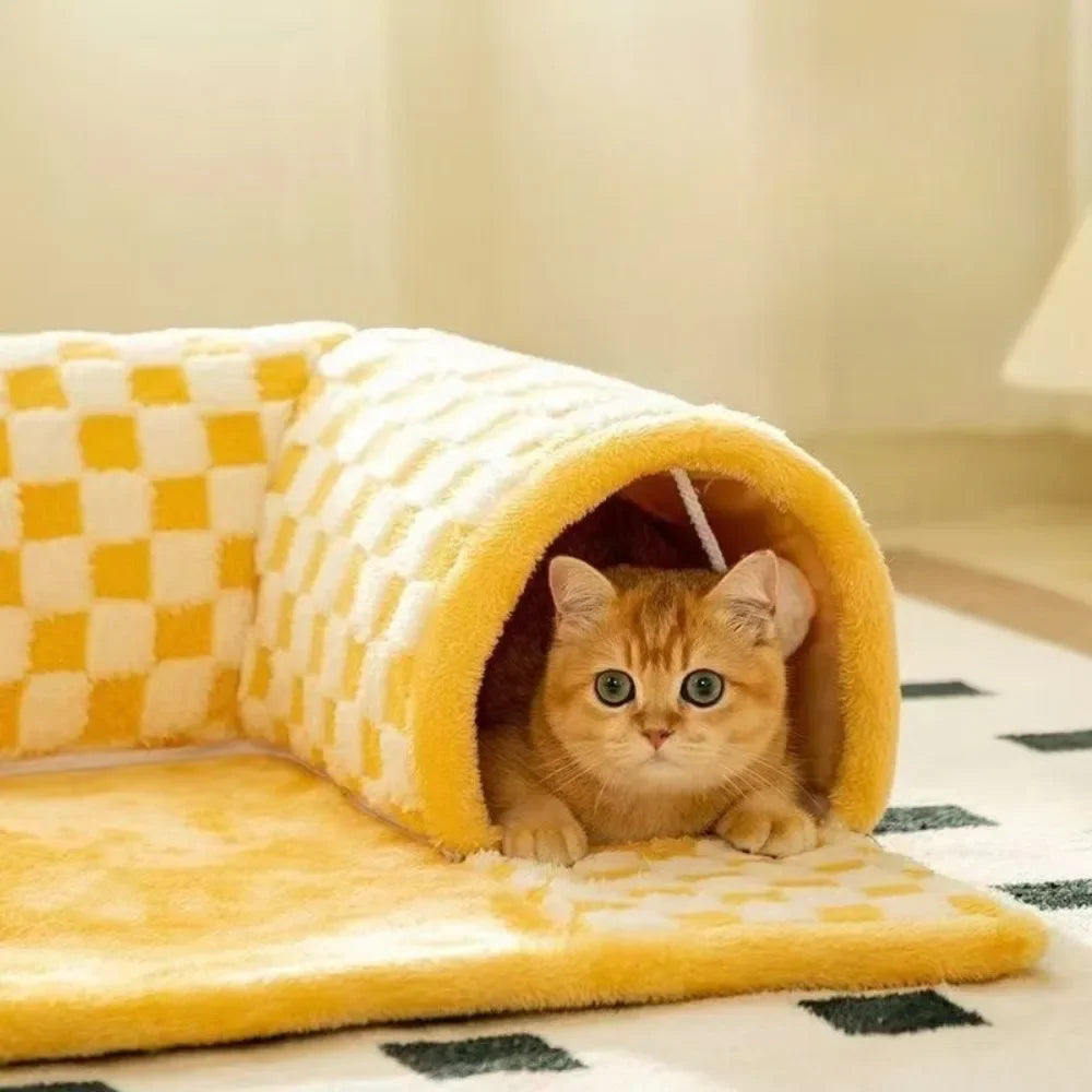 Cat Nest Tunnel Maze Digging Hole Cat  Dog Bed Warm for Autumn Winter Suitable All Seasons Removable Washable Pet Winter Blanket