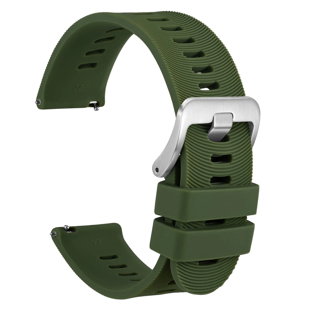WOCCI Silicone Watch Band with Arch Stripes Texture 18mm 20mm 22mm 24mm 26mm for Men Women Waterproof Soft Sturdy