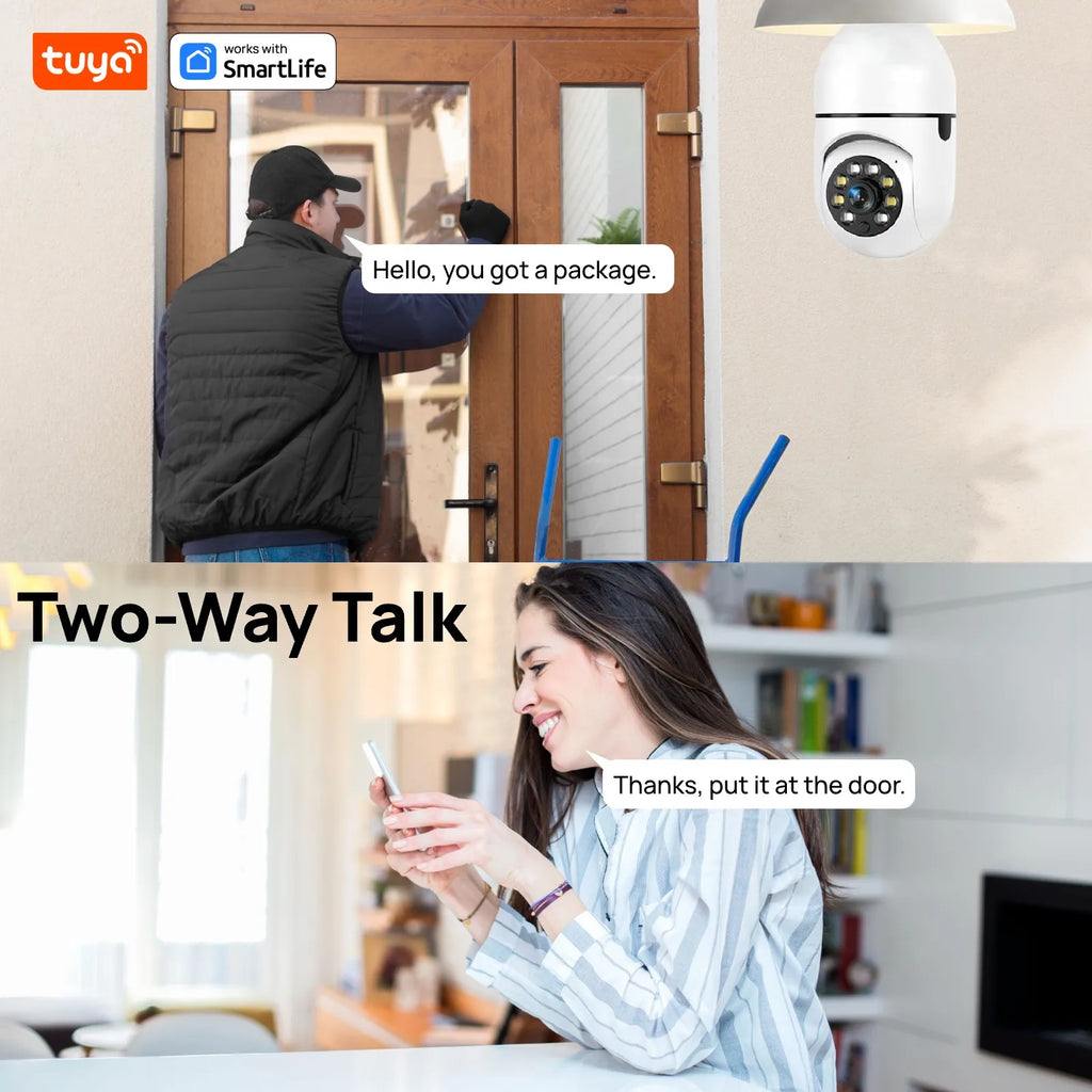 Tuya Smart E27 Security Camera 2.4G 3MP HD for Home,Baby/Elder/Pet Camera 100-240V