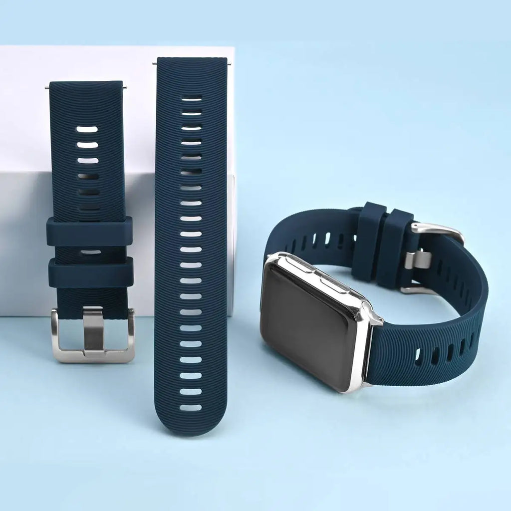 WOCCI Silicone Watch Band with Arch Stripes Texture 18mm 20mm 22mm 24mm 26mm for Men Women Waterproof Soft Sturdy