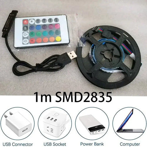 1m USB LED Strip Lights 60LEDs/m RGB Tape SMD