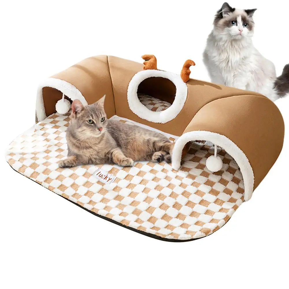 Cat Bed Tunnel Cat Play Tunnel Warm Shelter Tent House Toys For Dog Pet Animal Indoor Outdoor Wall-Corner Games Outside