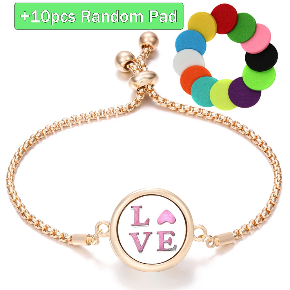 New Trendy Golden Tree of Life Stainless Steel Aromatherapy Bangle Women Essential Oil Diffuser Perfume Lockets Bracelet Jewelry
