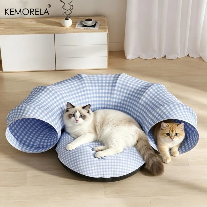 Summer Cat Tunnel Year Round Cat Bed Foldable Detachable And Washable Multi-Functional Cat Tunnel Perfect for Play And Sleeping