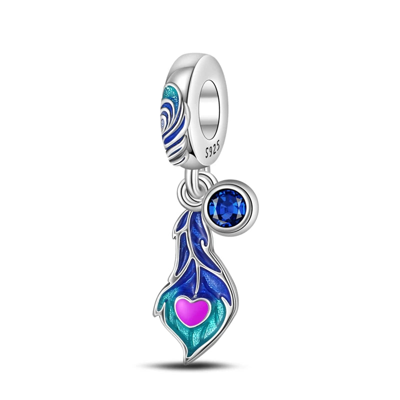 925 Silver Color Gem Butterfly Luminous Firefly Purple Charms Pendants Fit 3mm 925 Original Bracelets DIY Party Jewelry Gift