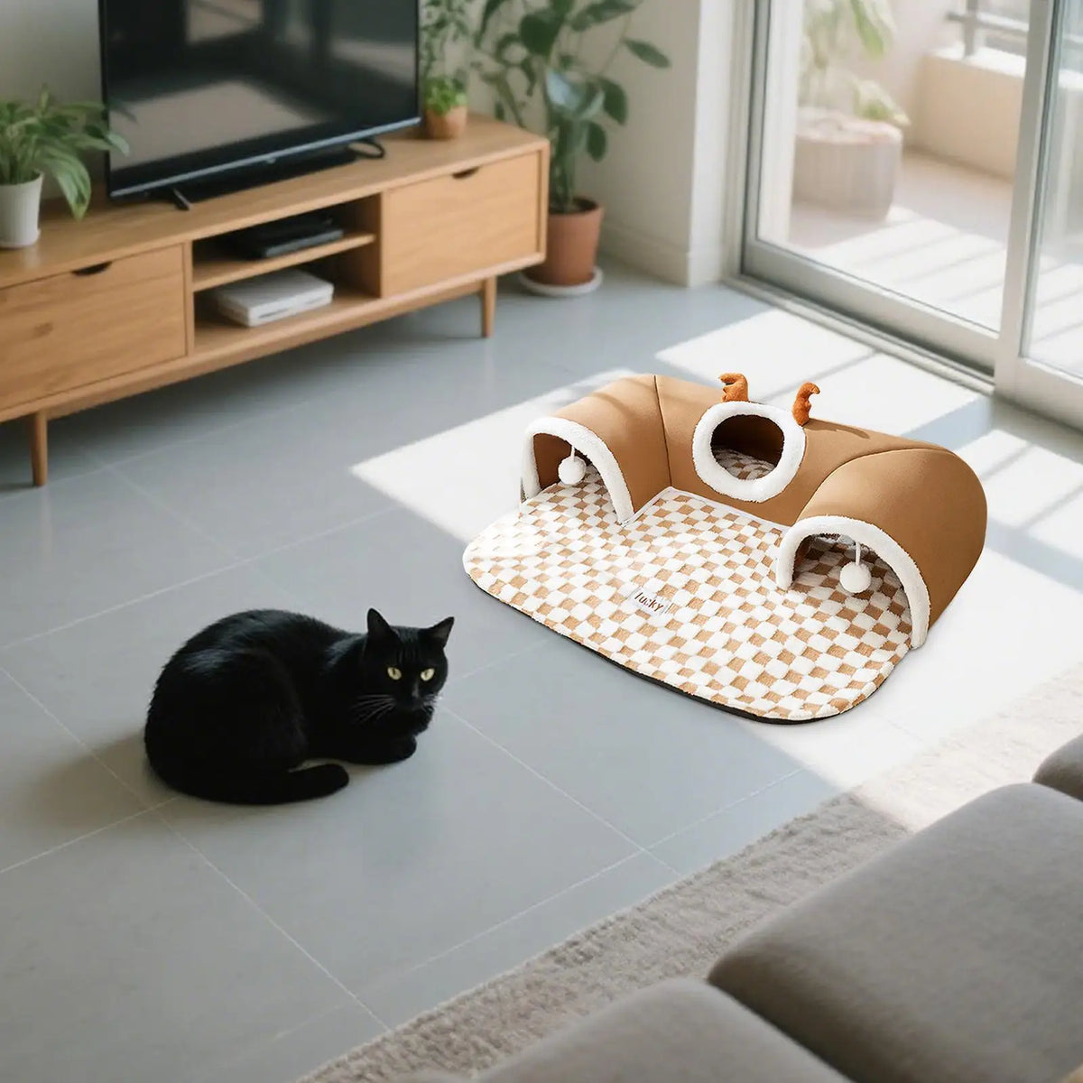 Cat Bed Tunnel Cat Play Tunnel Warm Shelter Tent House Toys For Dog Pet Animal Indoor Outdoor Wall-Corner Games Outside