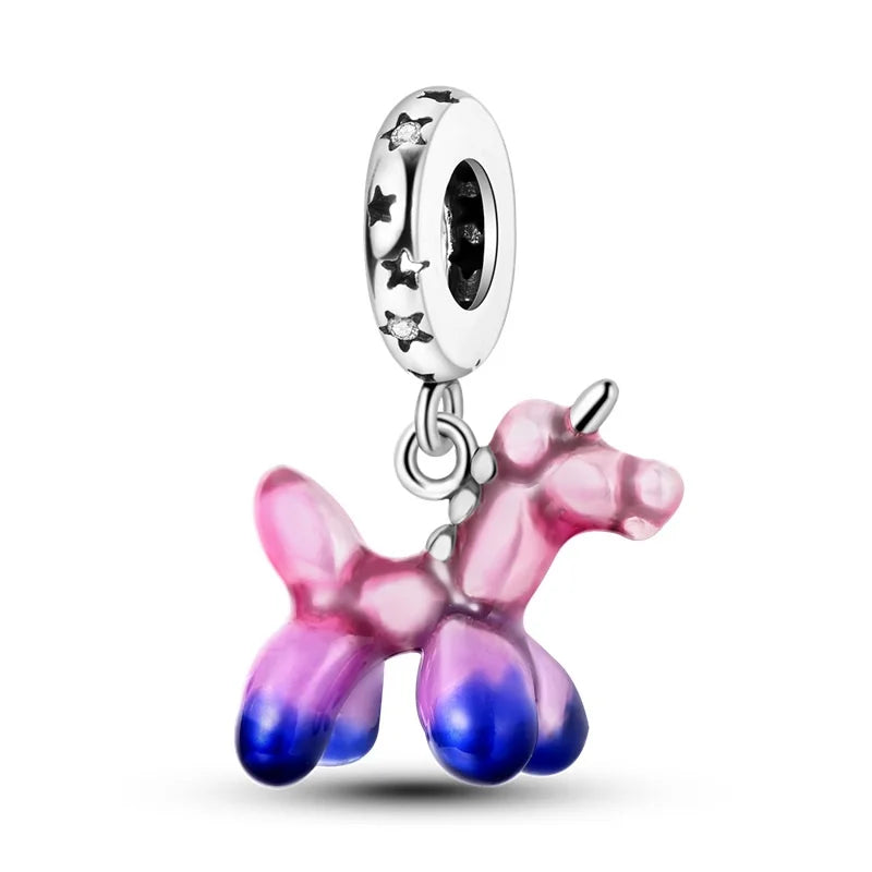 925 Silver Color Gem Butterfly Luminous Firefly Purple Charms Pendants Fit 3mm 925 Original Bracelets DIY Party Jewelry Gift