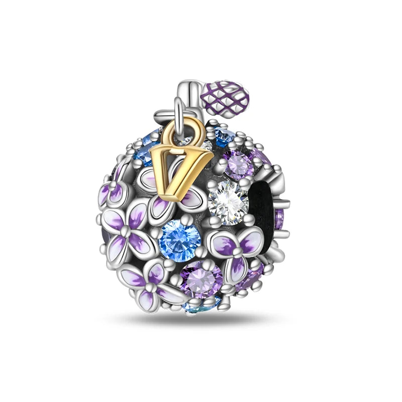 925 Silver Color Gem Butterfly Luminous Firefly Purple Charms Pendants Fit 3mm 925 Original Bracelets DIY Party Jewelry Gift