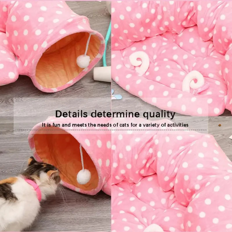 Pet Cat Tunnel Toys 2 In1 Collapsible Cat Nest Kitten Bed Tunnels Interactive Play Toy Indoor Tent for Cat Exercising Products
