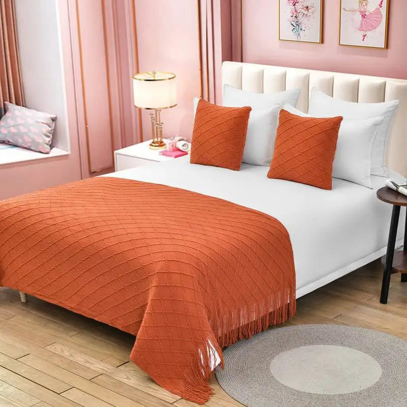 1 Piece Bedspreads Solid Color Tassel Bed Runners Scarves Modern Bed Throws for Foot of Bed Queen King Size Home Decoration