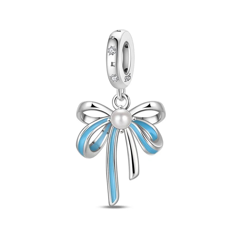 925 Silver Color Gem Butterfly Luminous Firefly Purple Charms Pendants Fit 3mm 925 Original Bracelets DIY Party Jewelry Gift