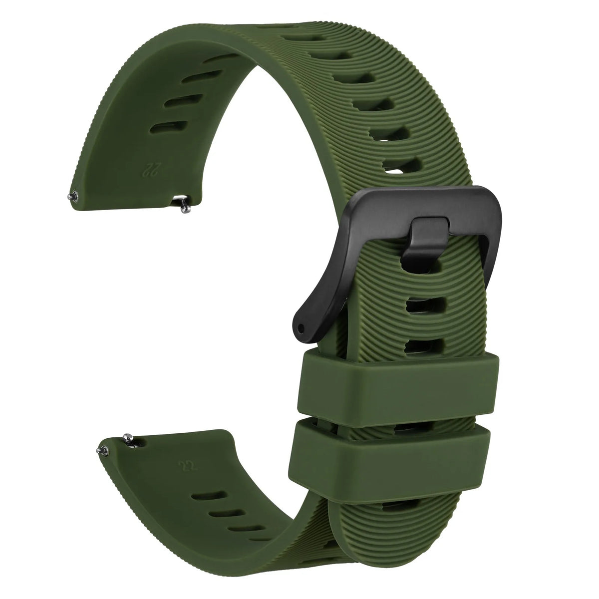 WOCCI Silicone Watch Band with Arch Stripes Texture 18mm 20mm 22mm 24mm 26mm for Men Women Waterproof Soft Sturdy
