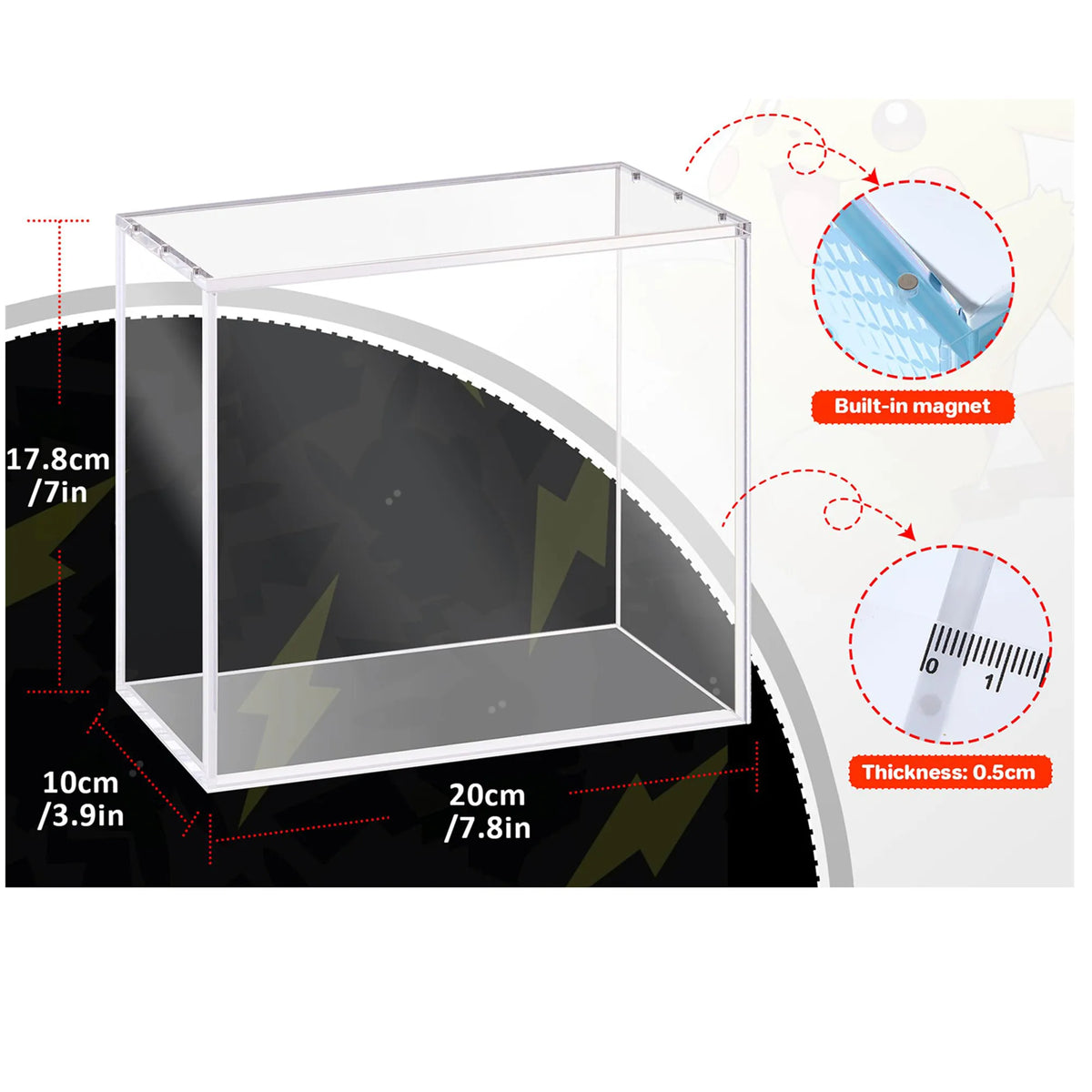 Display Box Clear Ultra Acrylic Waterproof Anti-UV Dust-Proof Booster Show Case Magnetic Close for ETB PokemonBox Protector