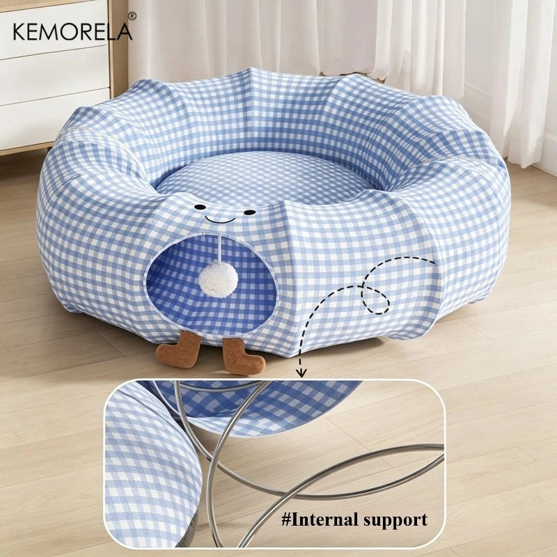 Summer Cat Tunnel Year Round Cat Bed Foldable Detachable And Washable Multi-Functional Cat Tunnel Perfect for Play And Sleeping