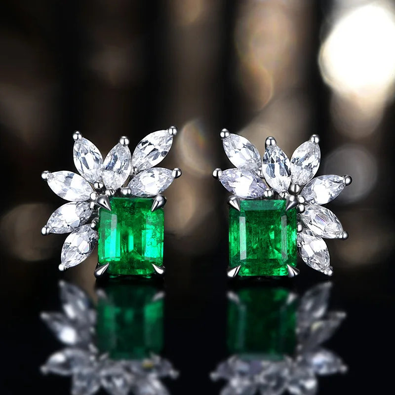 925 Silver Needle Personality Long Green Rhinestone Water Drop Dangle Earrings Women's Elegant Temperament Jewelry Accessories