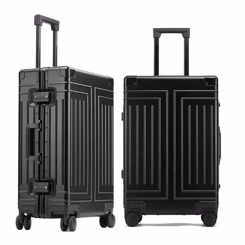 100% Aluminum-magnesium Alloy Travel Suitcase Rolling Luggage 20/24/28 inch Trolley Luggage Carry-On Cabin Suitcase Bag TSA Lock