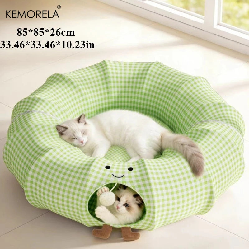 Summer Cat Tunnel Year Round Cat Bed Foldable Detachable And Washable Multi-Functional Cat Tunnel Perfect for Play And Sleeping