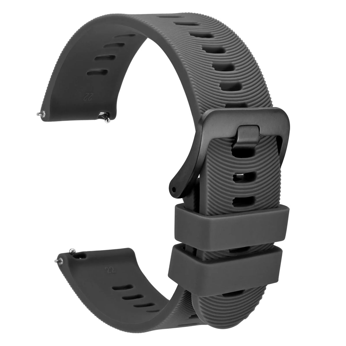 WOCCI Silicone Watch Band with Arch Stripes Texture 18mm 20mm 22mm 24mm 26mm for Men Women Waterproof Soft Sturdy