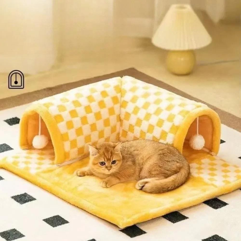 Cat Nest Tunnel Maze Digging Hole Cat  Dog Bed Warm for Autumn Winter Suitable All Seasons Removable Washable Pet Winter Blanket