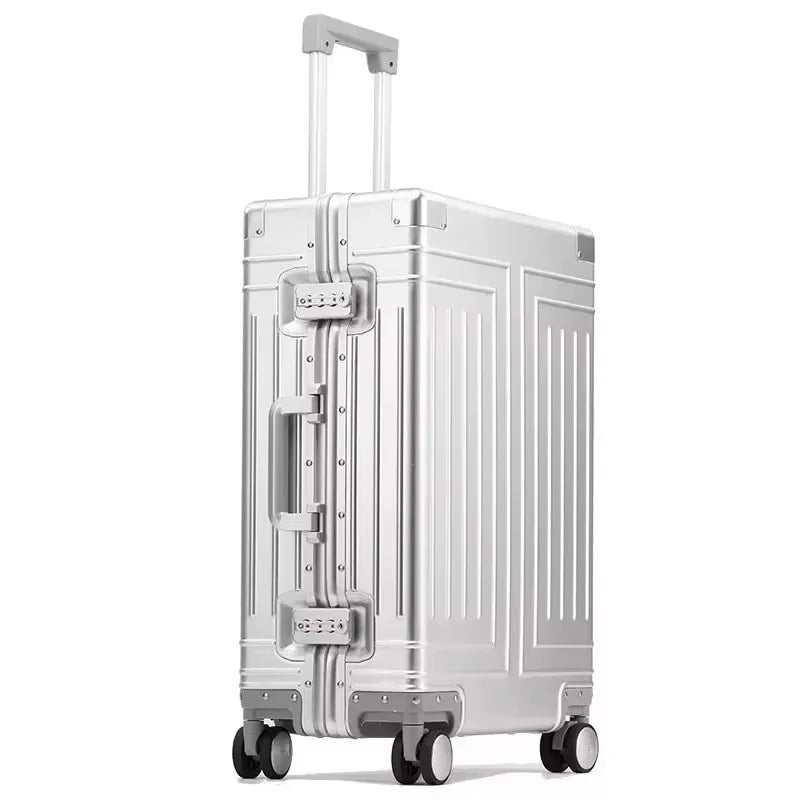 100% Aluminum-magnesium Alloy Travel Suitcase Rolling Luggage 20/24/28 inch Trolley Luggage Carry-On Cabin Suitcase Bag TSA Lock