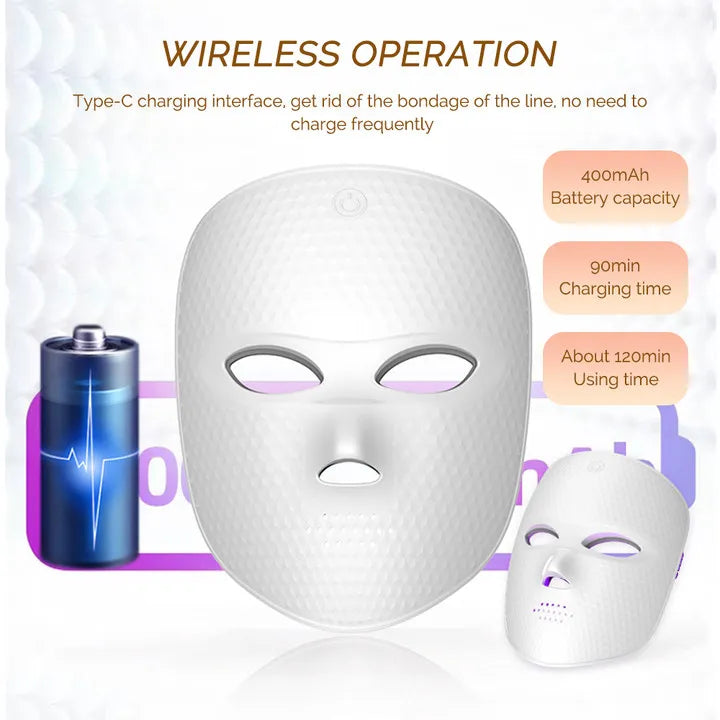 Wireless LED Facial Mask 7 Colors Light