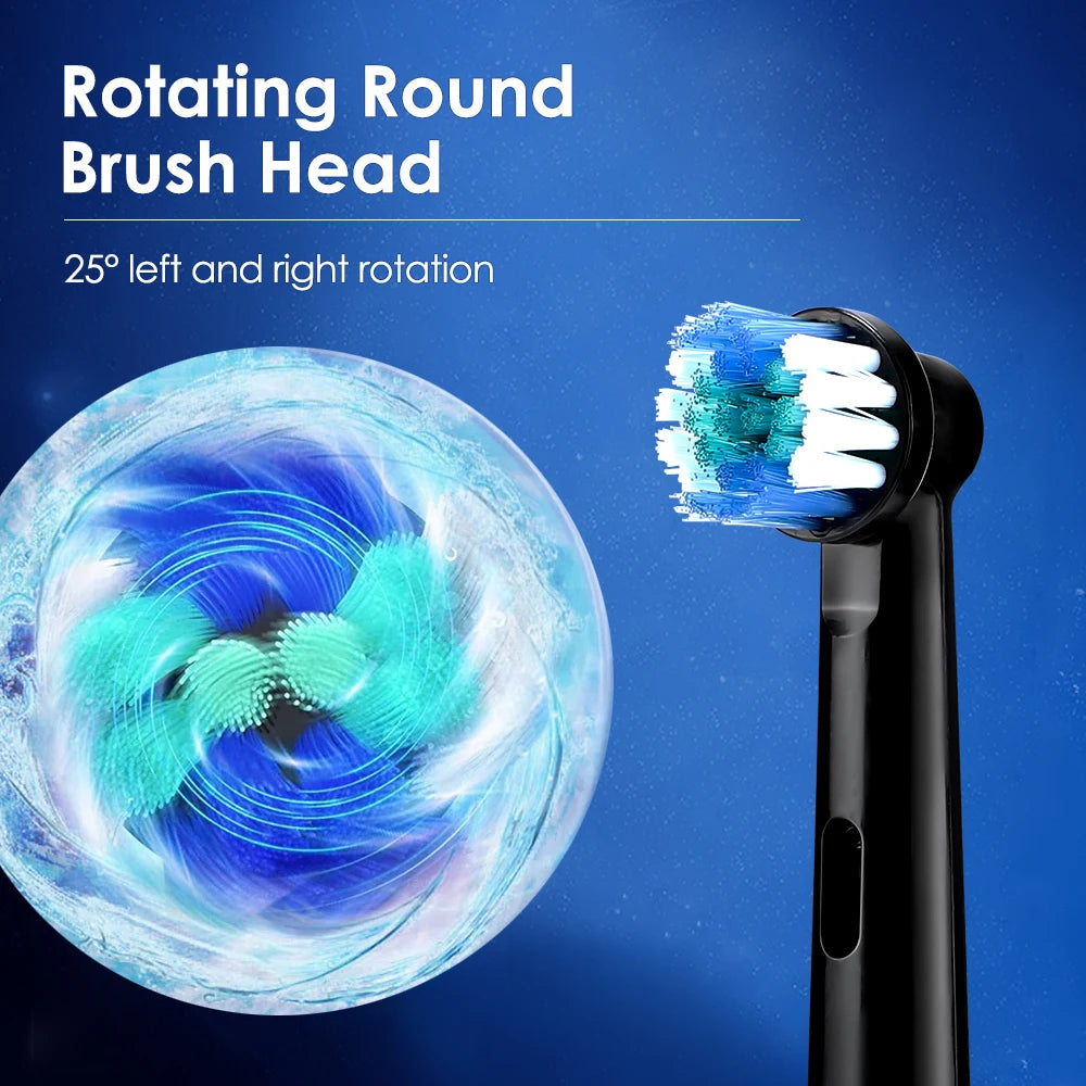 Smart Electric Toothbrush - 4 Heads Rotating with Timer, 5 Modes Rechargeable for Teeth Whitening & Oral Care