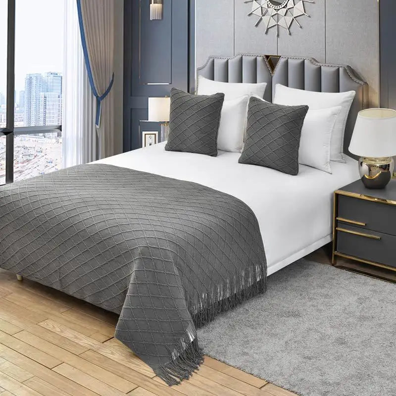 1 Piece Bedspreads Solid Color Tassel Bed Runners Scarves Modern Bed Throws for Foot of Bed Queen King Size Home Decoration