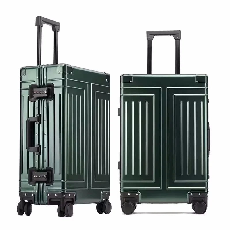100% Aluminum-magnesium Alloy Travel Suitcase Rolling Luggage 20/24/28 inch Trolley Luggage Carry-On Cabin Suitcase Bag TSA Lock