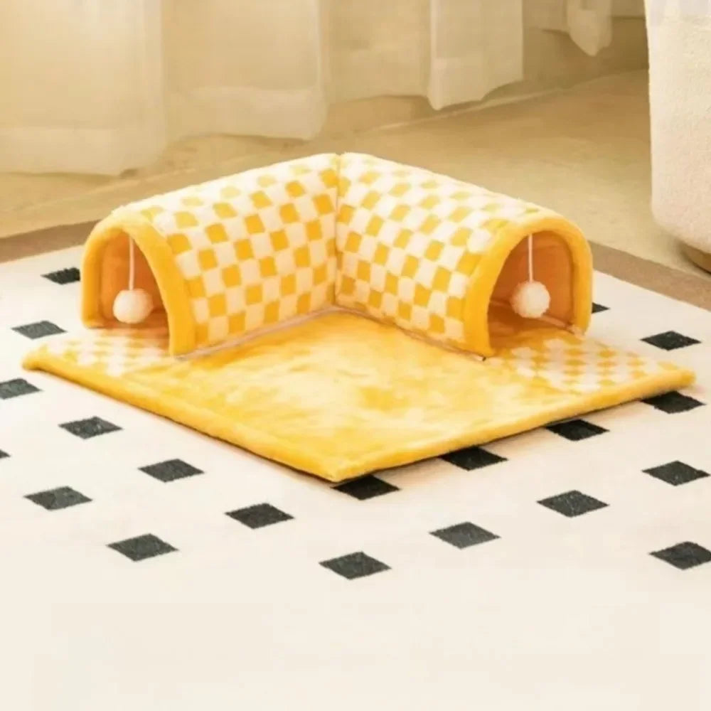 Cat Nest Tunnel Maze Digging Hole Cat  Dog Bed Warm for Autumn Winter Suitable All Seasons Removable Washable Pet Winter Blanket