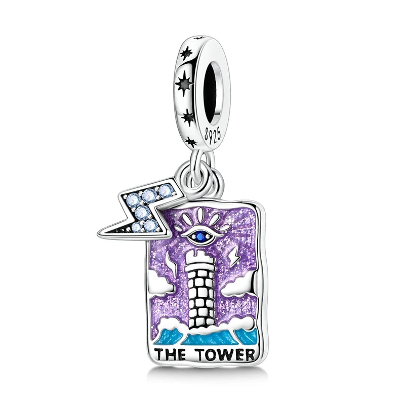 925 Silver Color Gem Butterfly Luminous Firefly Purple Charms Pendants Fit 3mm 925 Original Bracelets DIY Party Jewelry Gift