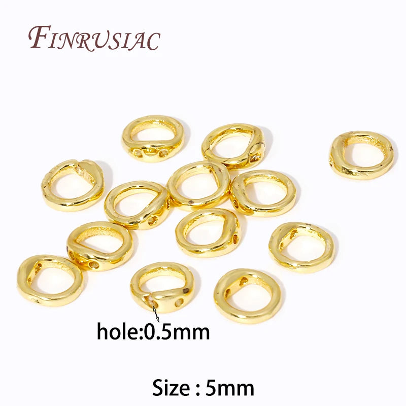 10/20Pcs End Beads Tip End Bead Findings 18K Gold Plated 2 Hole Connecting Ring For DIY Beading Jewellery Making Supplies