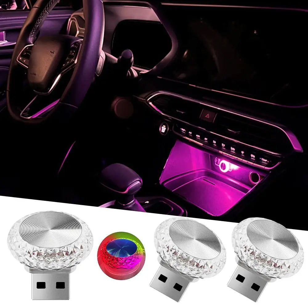 1PC Car USB Ambient Light Mini LED Decorative Atmosphere Lamps For Auto Interior Environment Light Computer Light Plug Play