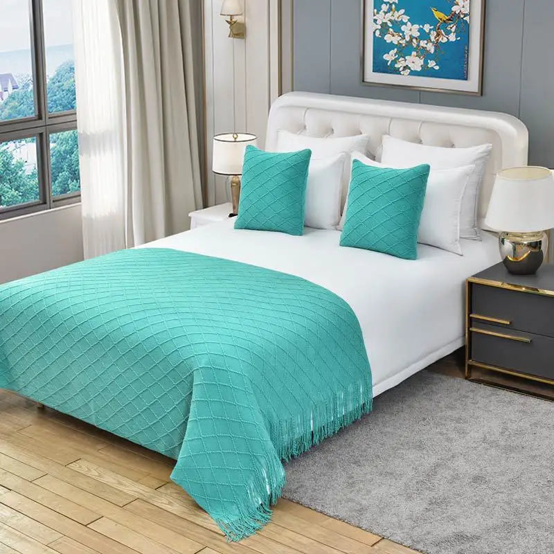 1 Piece Bedspreads Solid Color Tassel Bed Runners Scarves Modern Bed Throws for Foot of Bed Queen King Size Home Decoration