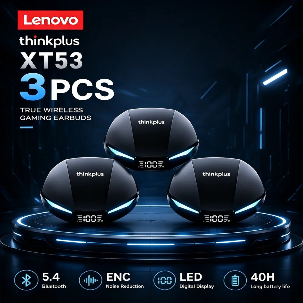 Lenovo XT53 Wireless Bluetooth 5.3 Earphones Gaming Low Latency Dual Mode Music Earbuds Sports In-Ear Headset With Mic New Gifts