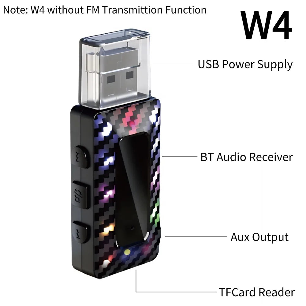 Car Wireless Bluetooth Receiver Play TF Card Music Built-in Mic Support Voice control For iPhone Android Phone