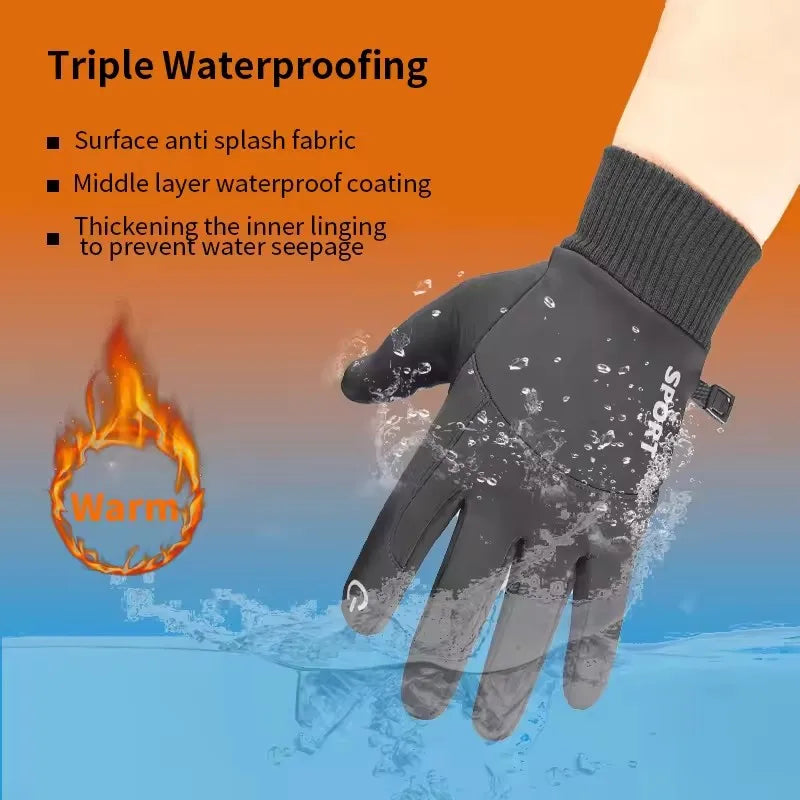 Men's Winter Driving Touch Screen Gloves Warm and Wear Resistant Gloves Women's Outdoor Sports Anti Slip and Waterproof Gloves